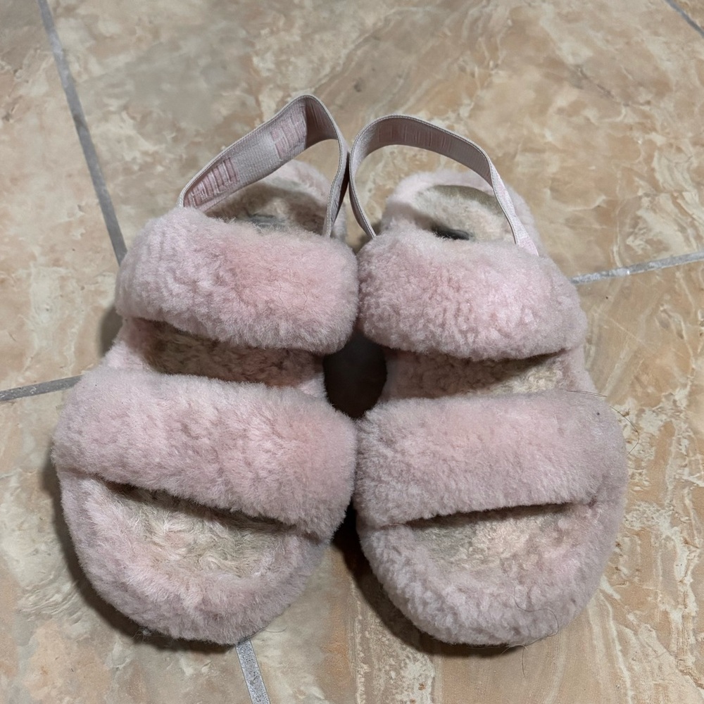 UGG Pink Fluffy Slippers